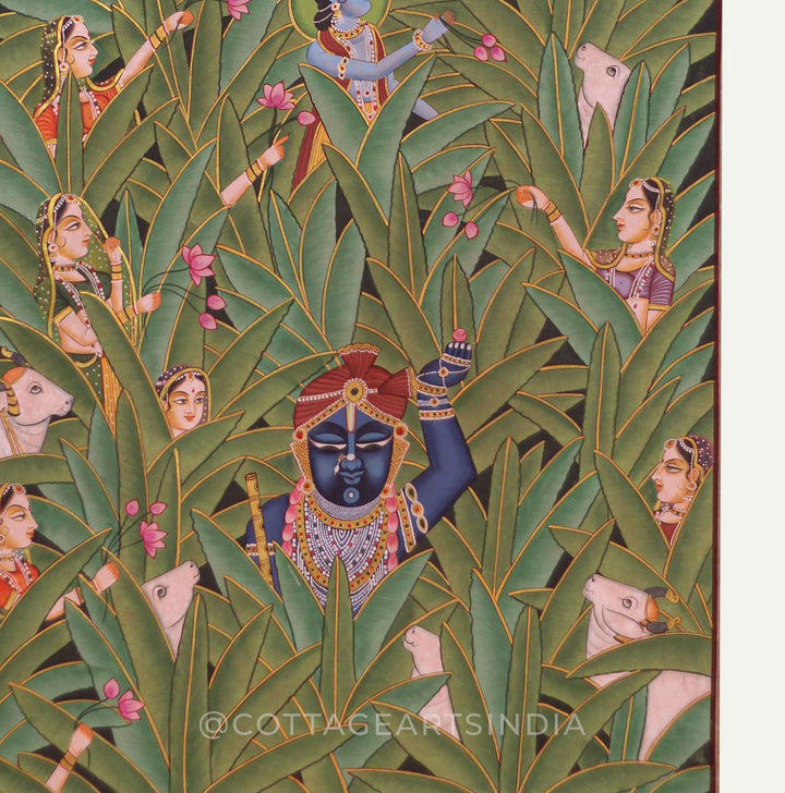 Traditional Pichwai Painting -Shrinathji in Nidhivan Leela