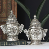 Silver Finished - Brass Shiva And Gauri Mukhlingam Mask