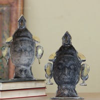 Brass Mukhlingam Set Antique Finish-Shiva and Gauri 9.5"