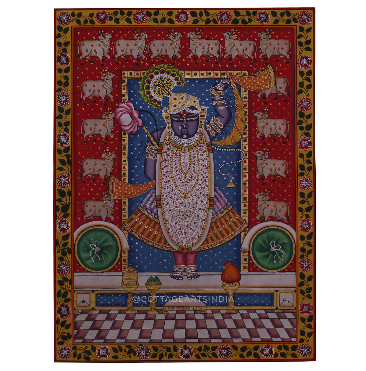 Shrinath ji and Cows Pichwai Painting