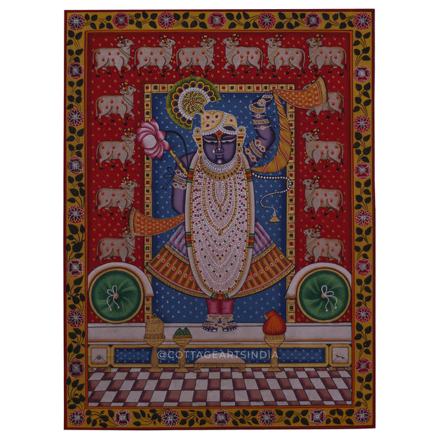 Shrinath ji and Cows Pichwai Painting