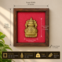 Handcrafted Brass Kalash Wooden Wall Frame