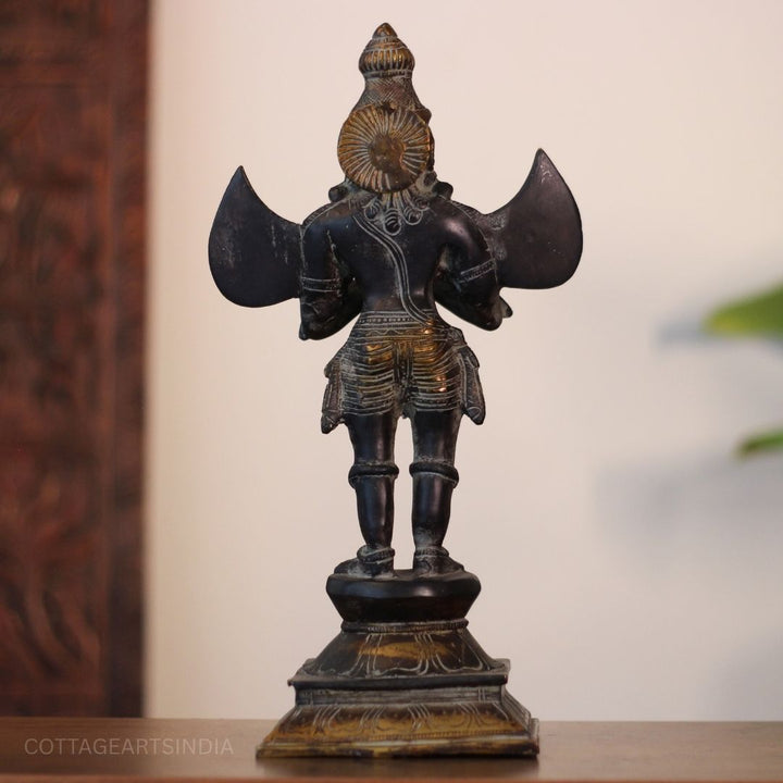 Brass Garuda Standing Black Rustic Finish -15"