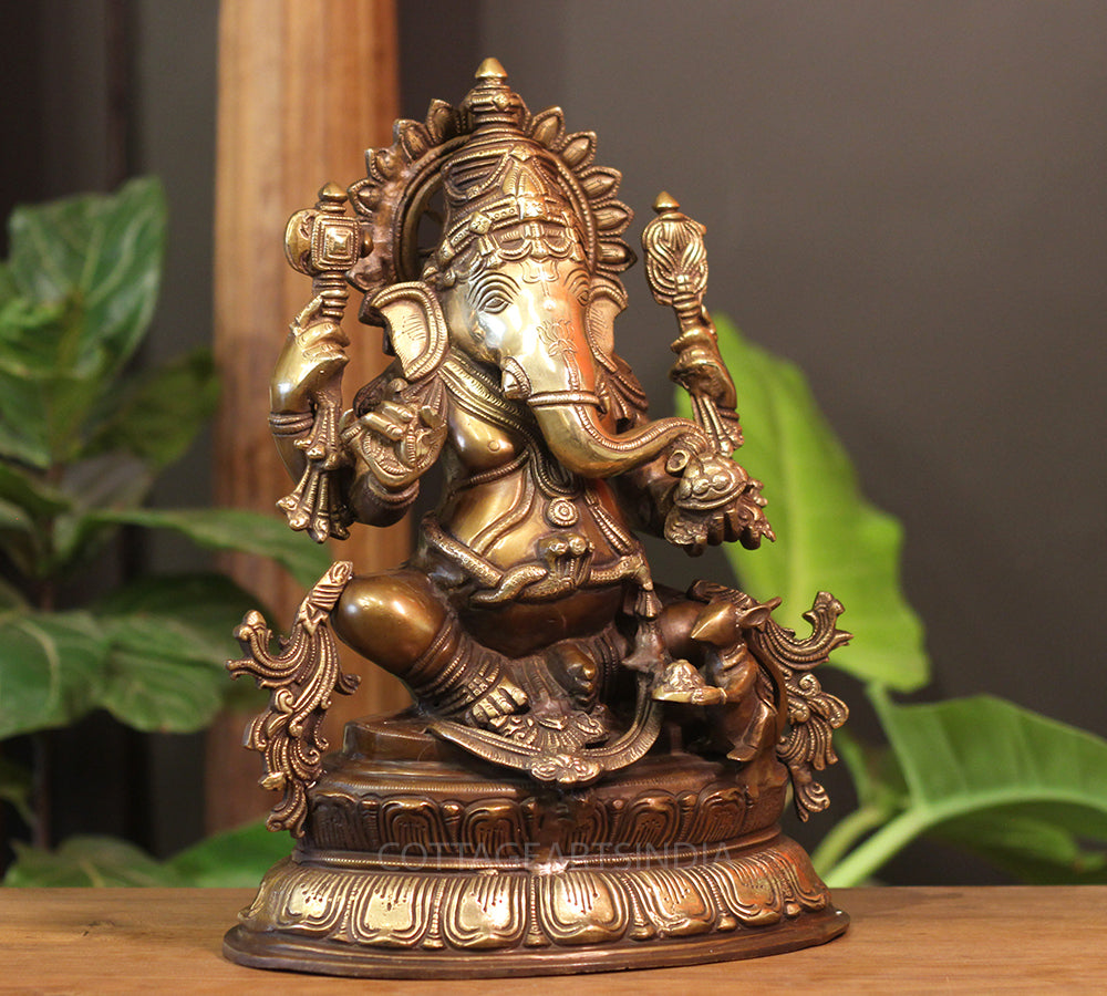 Brass Ganesh Sitting 15"