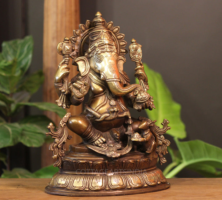 Brass Ganesh Sitting 15"