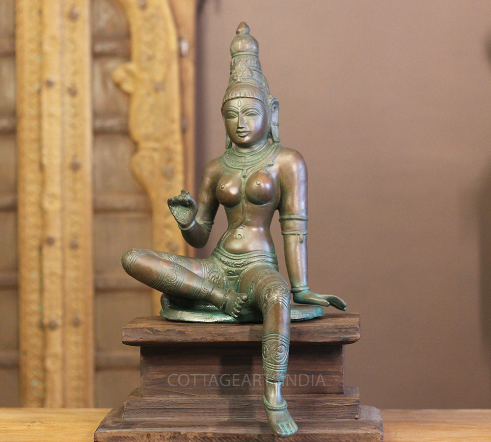 Bronze Finished Brass Parvati 18” With Wooden Stand