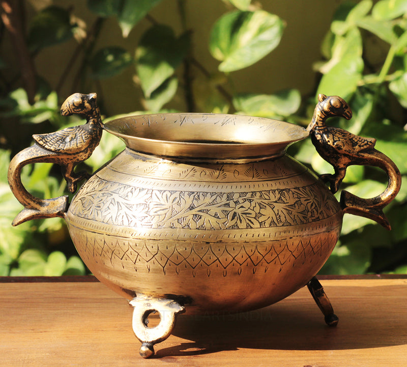 Brass Vintage Carved Planter