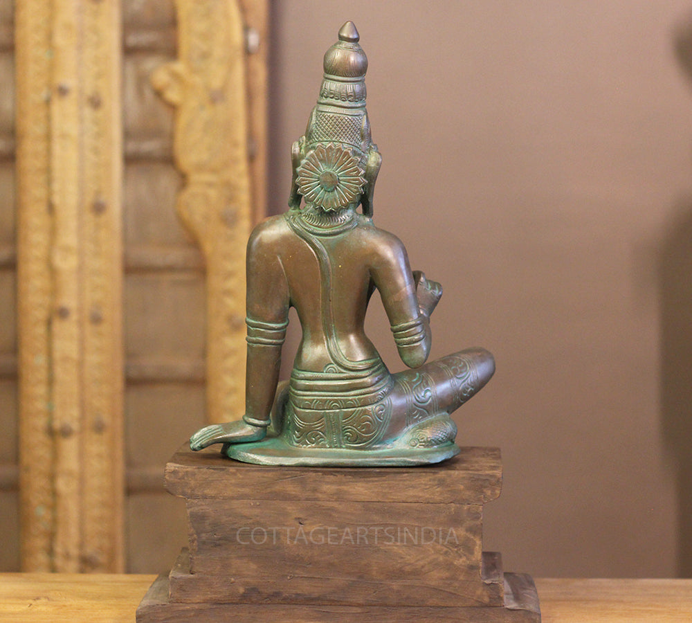 Bronze Finished Brass Parvati 18” With Wooden Stand