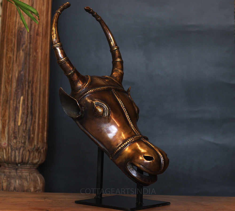 Brass Antique Finish Bull Head Table Decor
