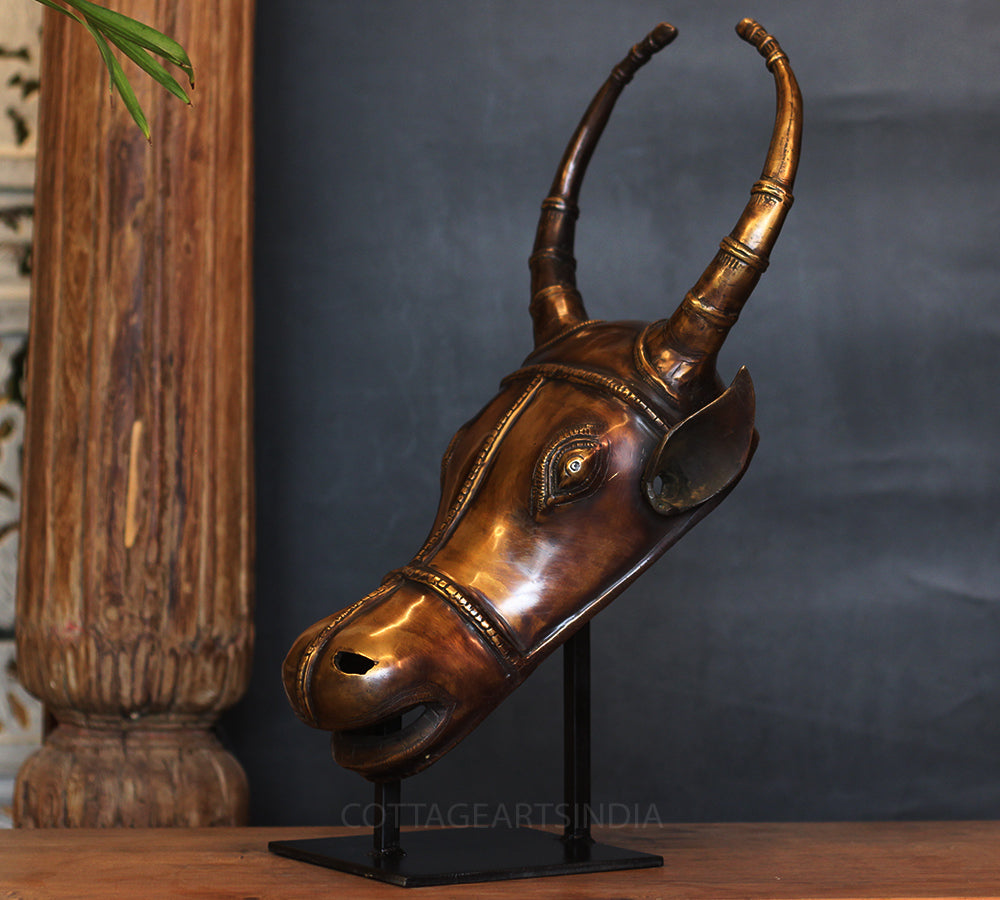 Brass Antique Finish Bull Head Table Decor