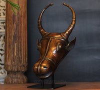 Brass Antique Finish Bull Head Table Decor