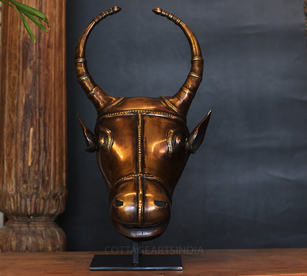 Brass Antique Finish Bull Head Table Decor