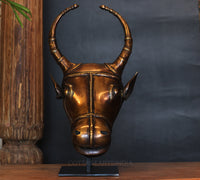 Brass Antique Finish Bull Head Table Decor