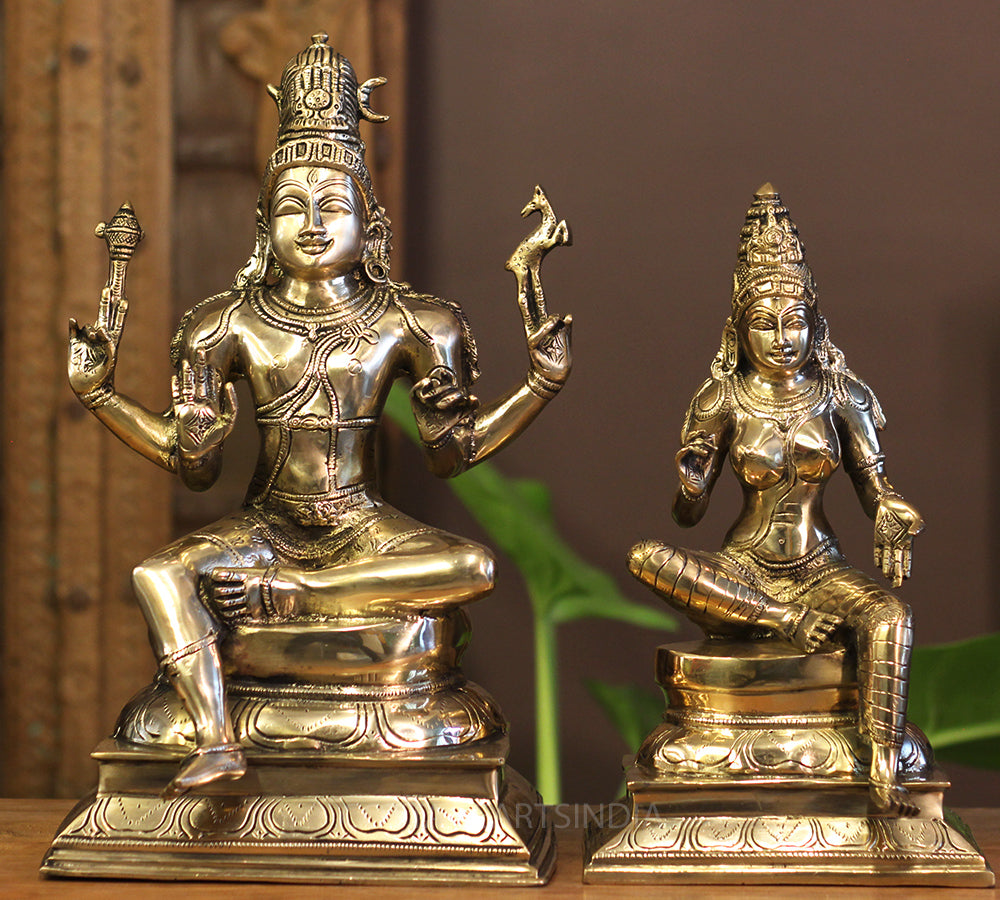 Brass Shiva Parvati Sitting Idol