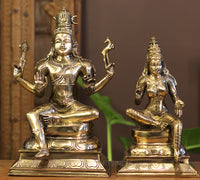 Brass Shiva Parvati Sitting Idol