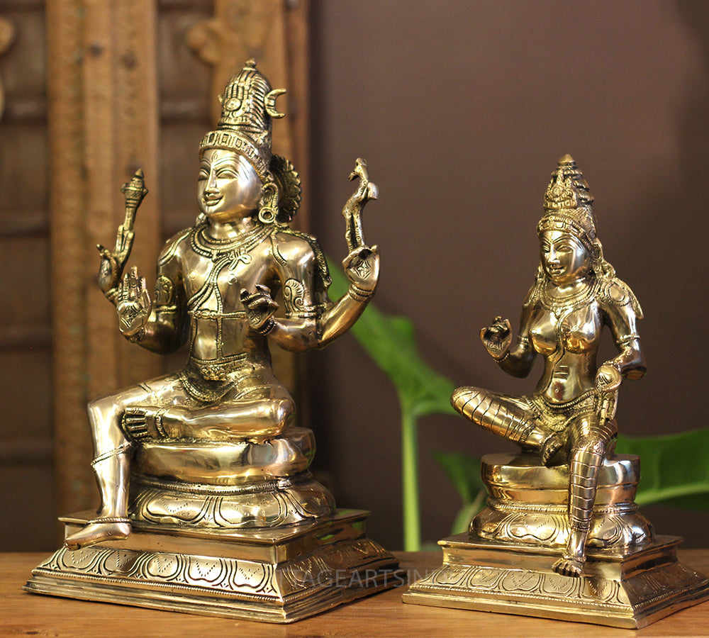 Brass Shiva Parvati Sitting Idol