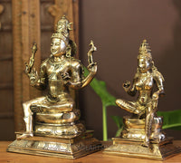 Brass Shiva Parvati Sitting Idol