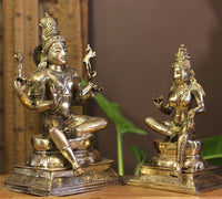 Brass Shiva Parvati Sitting Idol