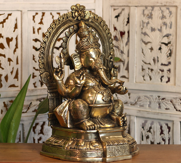 Brass Prabhawal Ganesh Sitting 19"