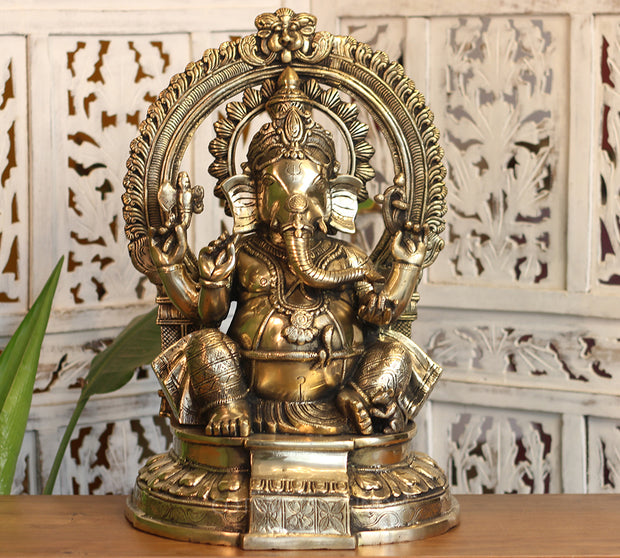 Brass Prabhawal Ganesh Sitting 19"