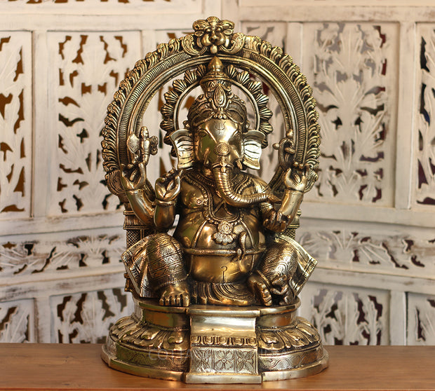 Brass Prabhawal Ganesh Sitting 19"