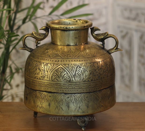 Brass Vintage Carved Planter