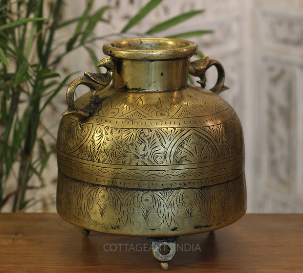 Brass Vintage Carved Planter