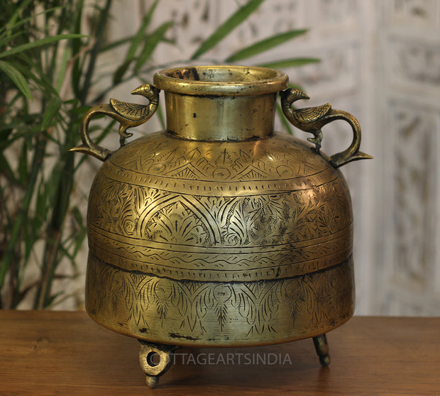 Brass Vintage Carved Planter