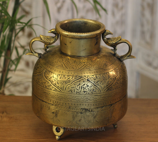 Brass Vintage Carved Planter