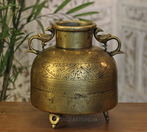 Brass Vintage Carved Planter