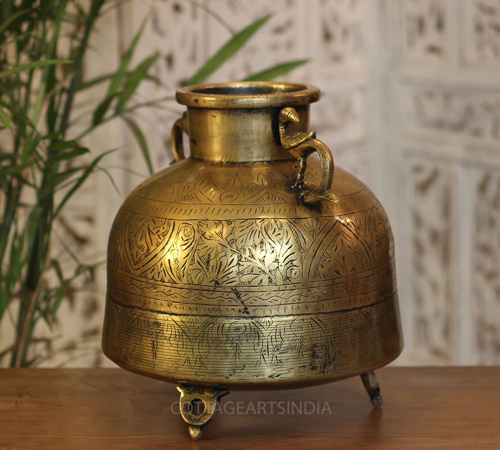 Brass Vintage Carved Planter