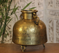 Brass Vintage Carved Planter