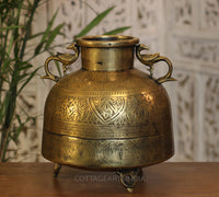 Brass Vintage Carved Planter