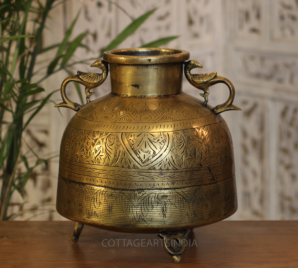 Brass Vintage Carved Planter