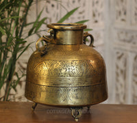 Brass Vintage Carved Planter