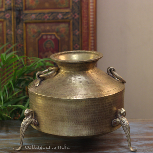 Brass Vintage Carved Planter