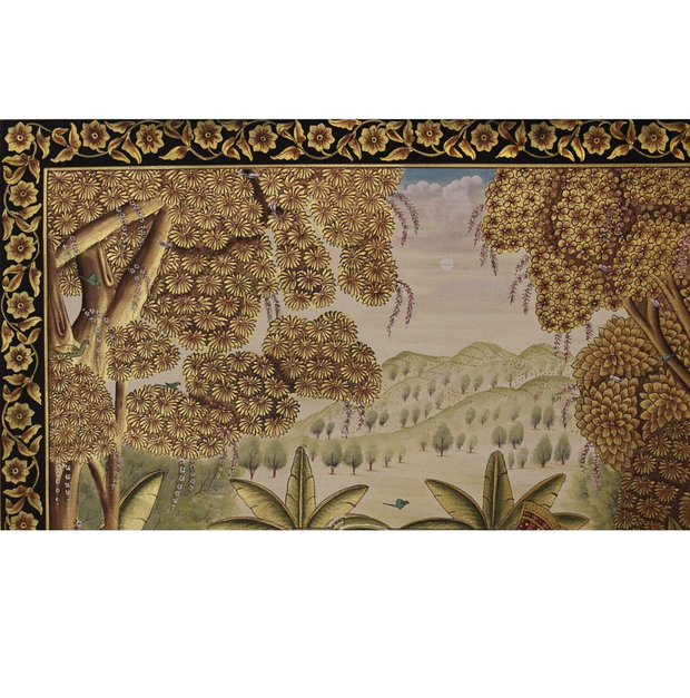 Lord Shrinathji Temple Scene with Peacocks