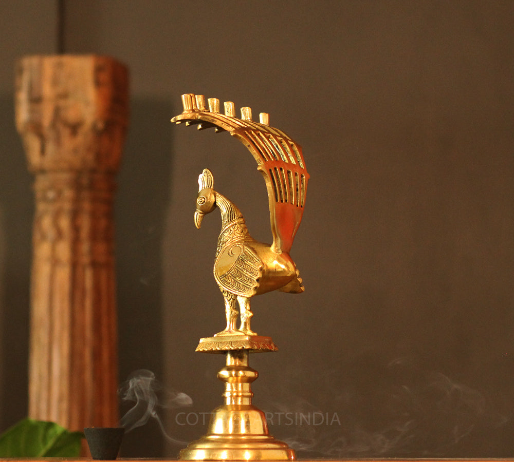 Brass Peacock Incense Holder