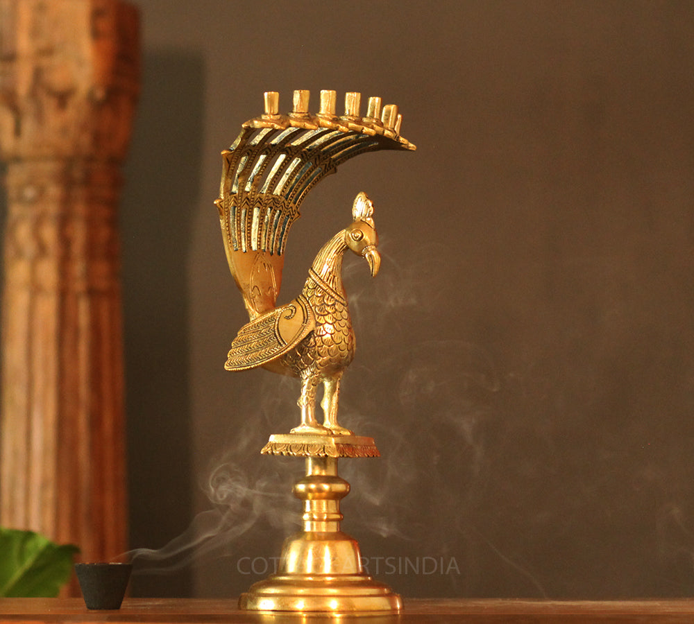 Brass Peacock Incense Holder