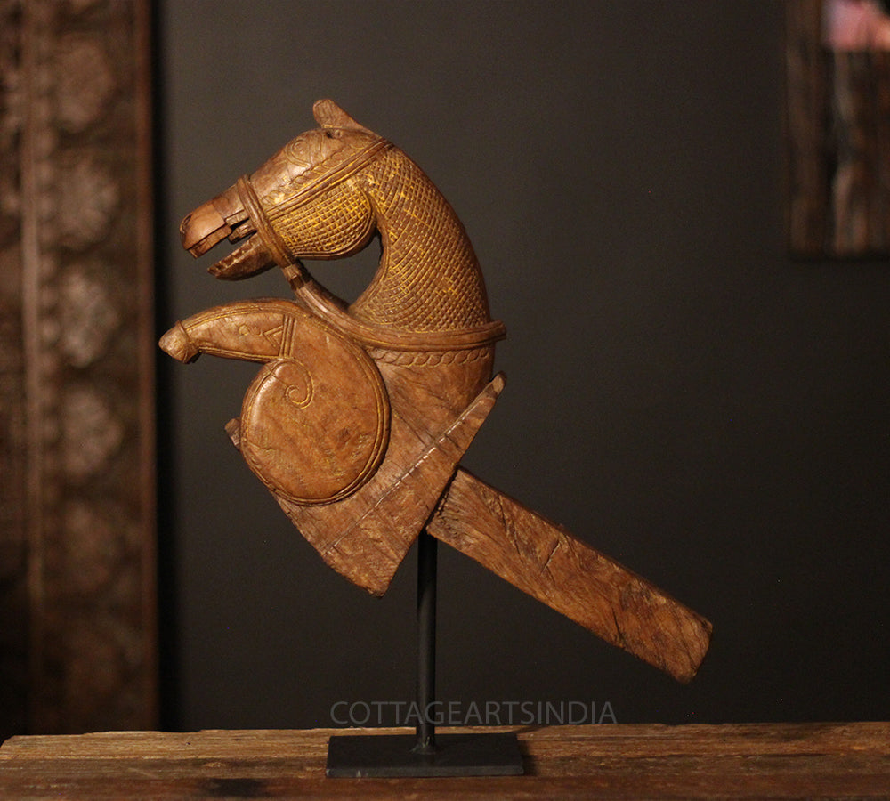 Vintage Teak Wood Horse Bust Sculpture