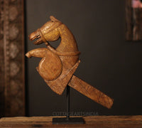 Vintage Teak Wood Horse Bust Sculpture