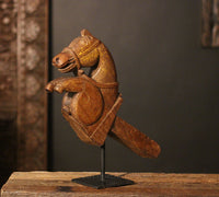 Vintage Teak Wood Horse Bust Sculpture