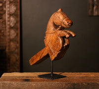 Vintage Teak Wood Horse Bust Sculpture