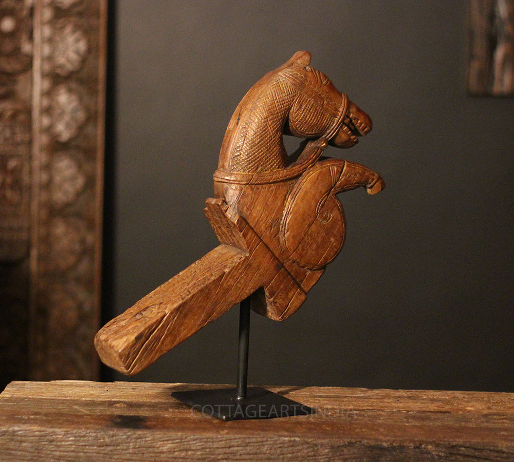 Vintage Teak Wood Horse Bust Sculpture