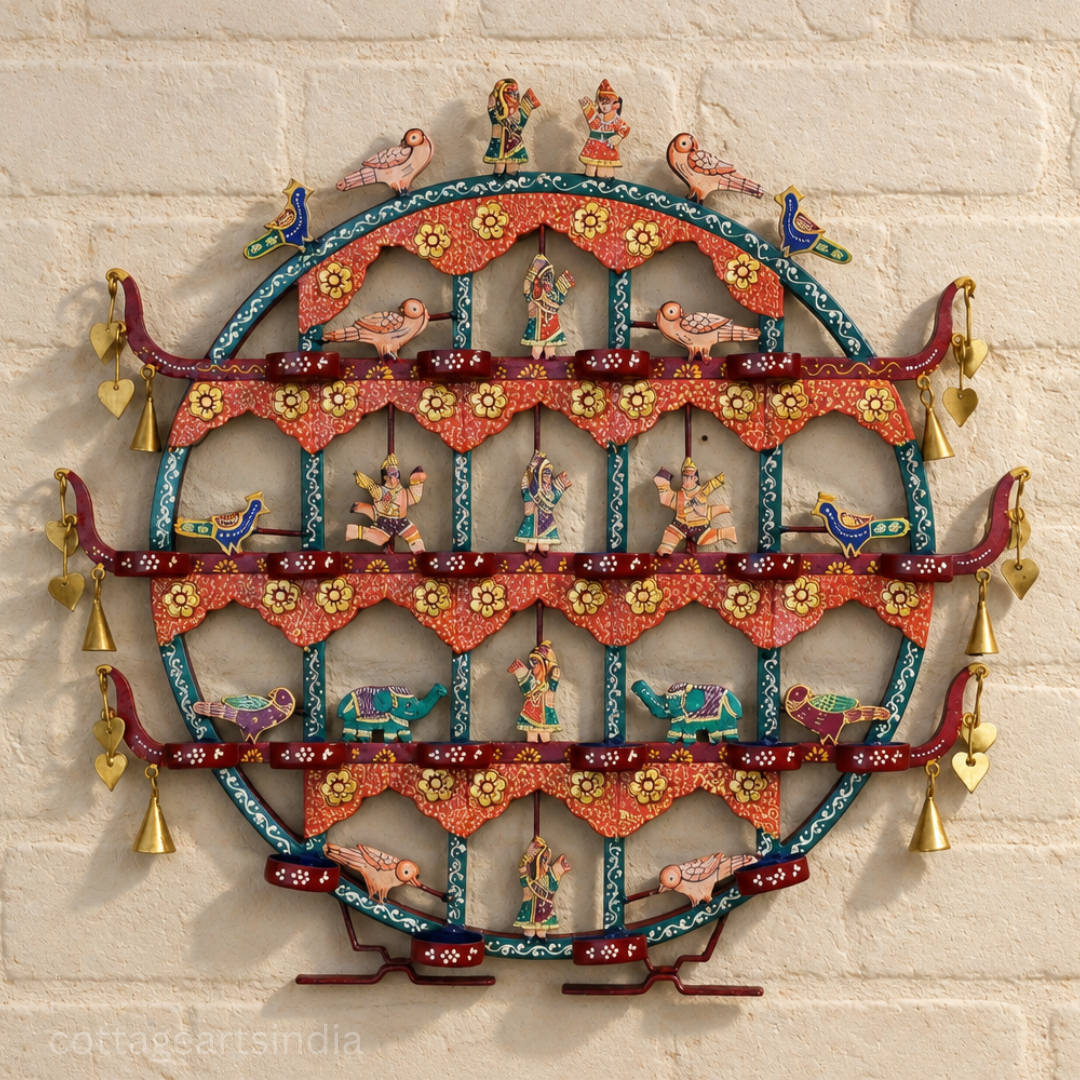 Wall Hanging Wrought Iron Painted Toran T- light Holder