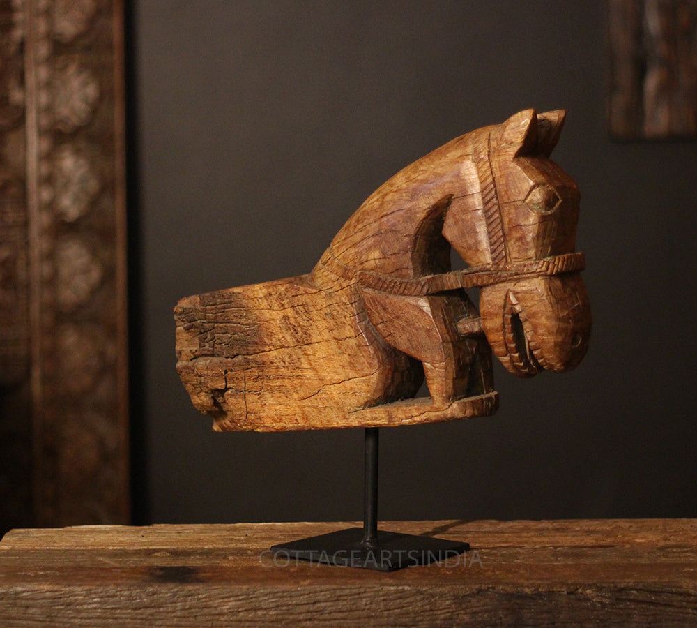 Vintage Hand-Carved Teak Wood Horse