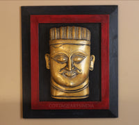 Wooden Frame and Brass Shiva Mask Hanging