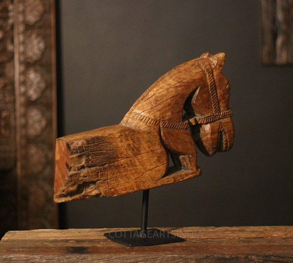 Vintage Hand-Carved Teak Wood Horse
