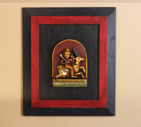 Wooden Wall Frame with Antique Colored Devta Panel