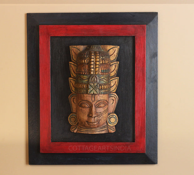 Wooden Frame With Devi Laxmi Wall Mask Hanging